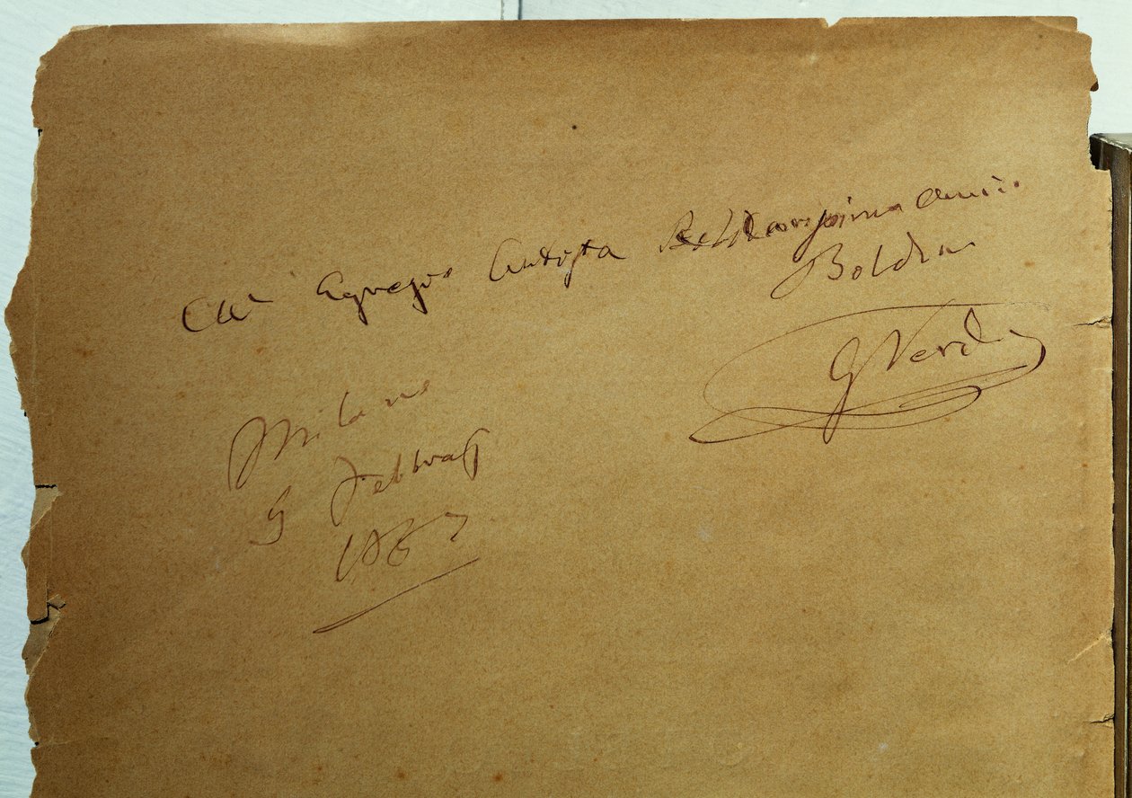 Giuseppe Verdi (1813-1901) dedikált dedikálása Giovanni Boldininek (1842-1931) alkotó: Walter Charles Mills