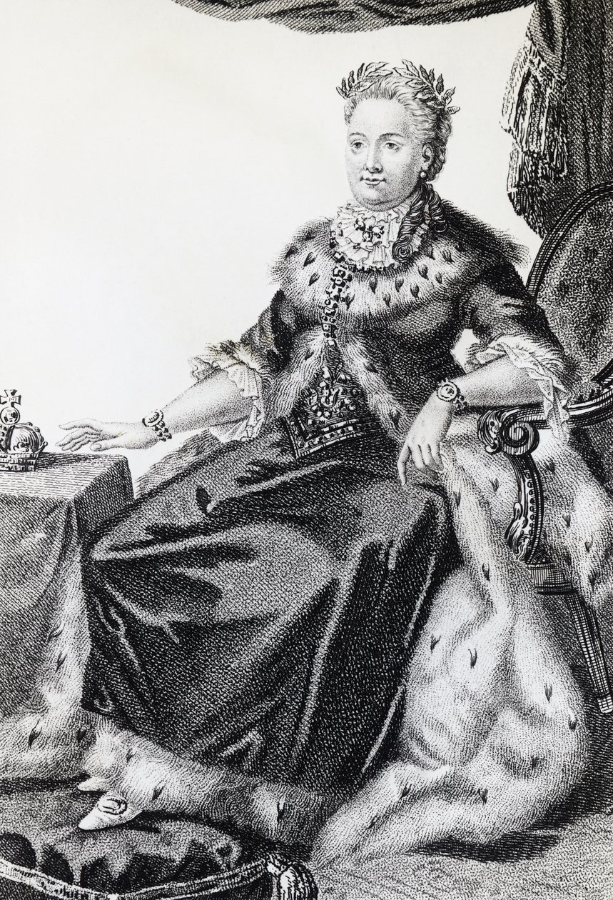 II. Katalin, született Sophie Friederike Auguste (1729-1796), Oroszország császárnéja, metszet alkotó: Walter Charles Mills