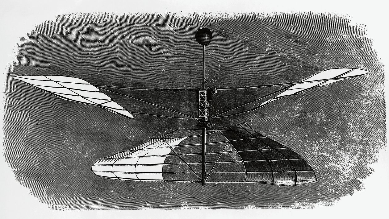 Enrico Forlanini helikopter (1848-1930), tusrajz, Olaszország alkotó: Walter Charles Mills