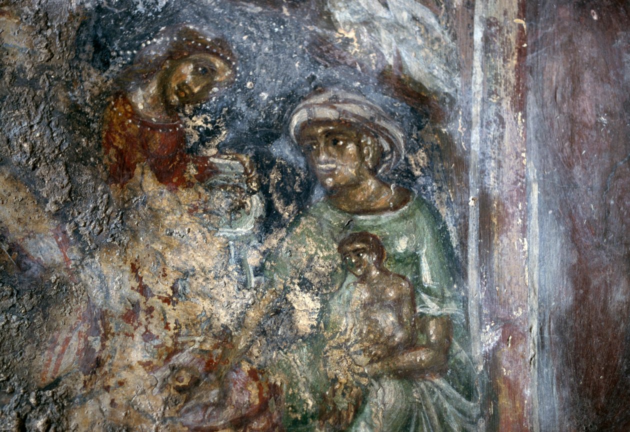 A Szent Család freskója, Ayios Stephanos bizánci temploma, Drakona, Kréta, Görögország (fotó) alkotó: Walter Charles Mills