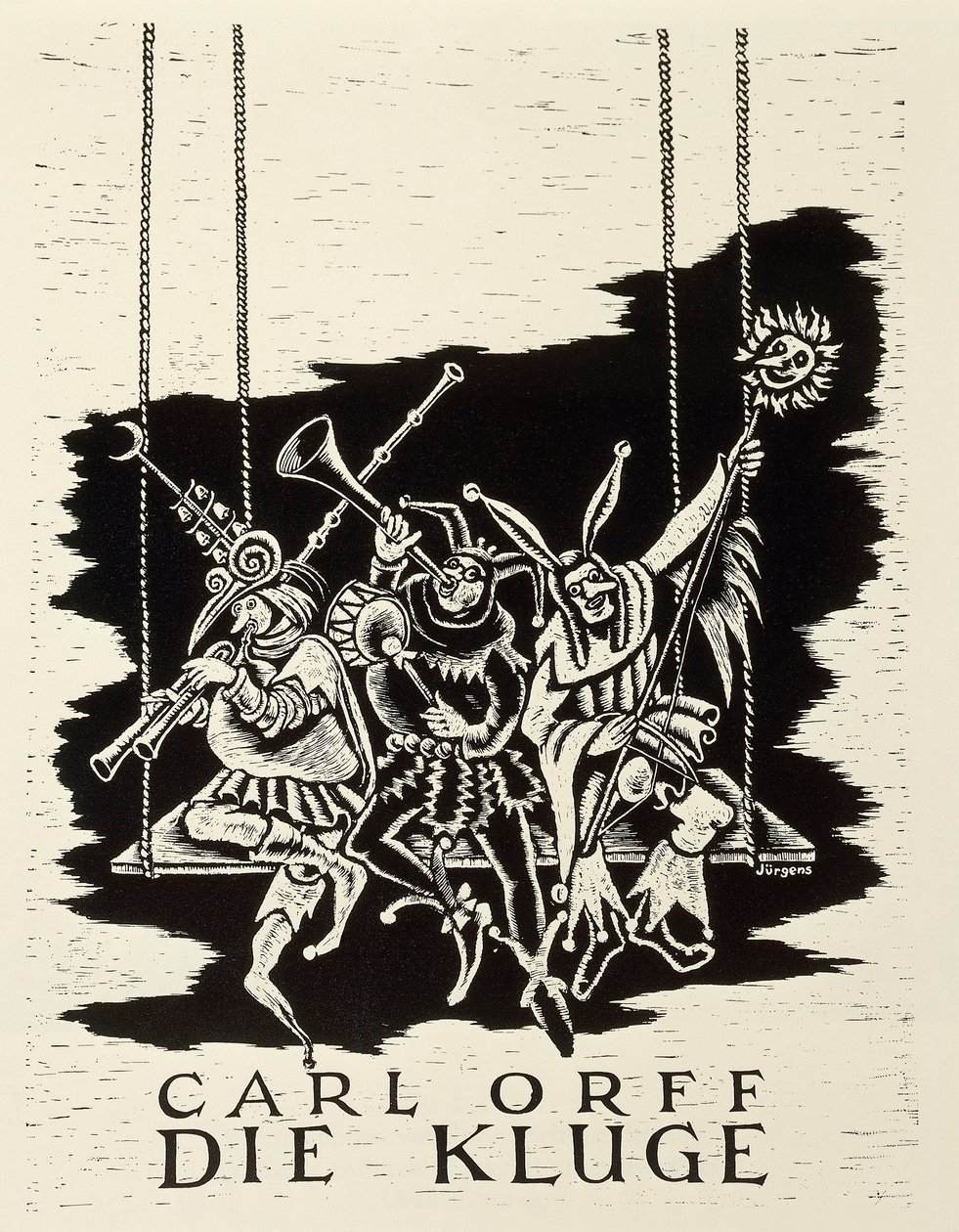 Németország, Diessen ammersee, Playbill Carl Orff (1895-1982) Die Kluge (A bölcs nő) premierjéhez Frankfurtban alkotó: Walter Charles Mills