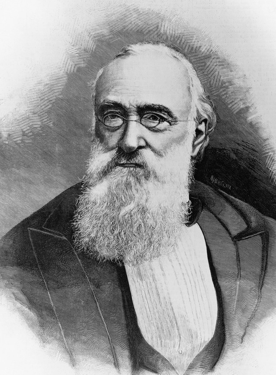 Agostino Depretis (1813-1887), olasz államférfi és az Olasz Királyság miniszterelnöke portréja, metszet Michele Schemboche fényképe után (aktív 1856-kb. 1906) alkotó: Walter Charles Mills