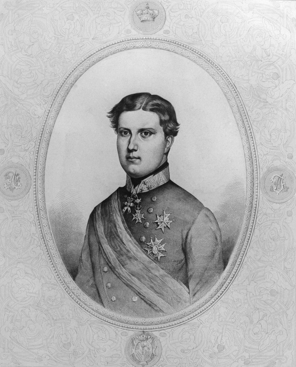 IV. Habsburg-Lotaringiai Ferdinánd (1835-1908), Toszkána utolsó nagyhercege 1859-től 1860-ig portréja, metszet alkotó: Walter Charles Mills