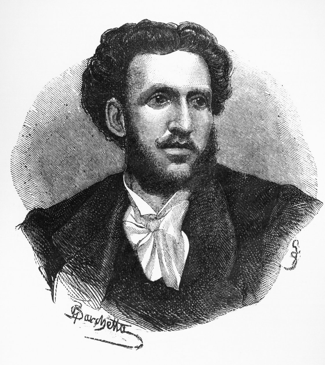 Iginio Ugo Tarchetti (1839-1869) olasz író, költő és újságíró portréja, metszet alkotó: Walter Charles Mills