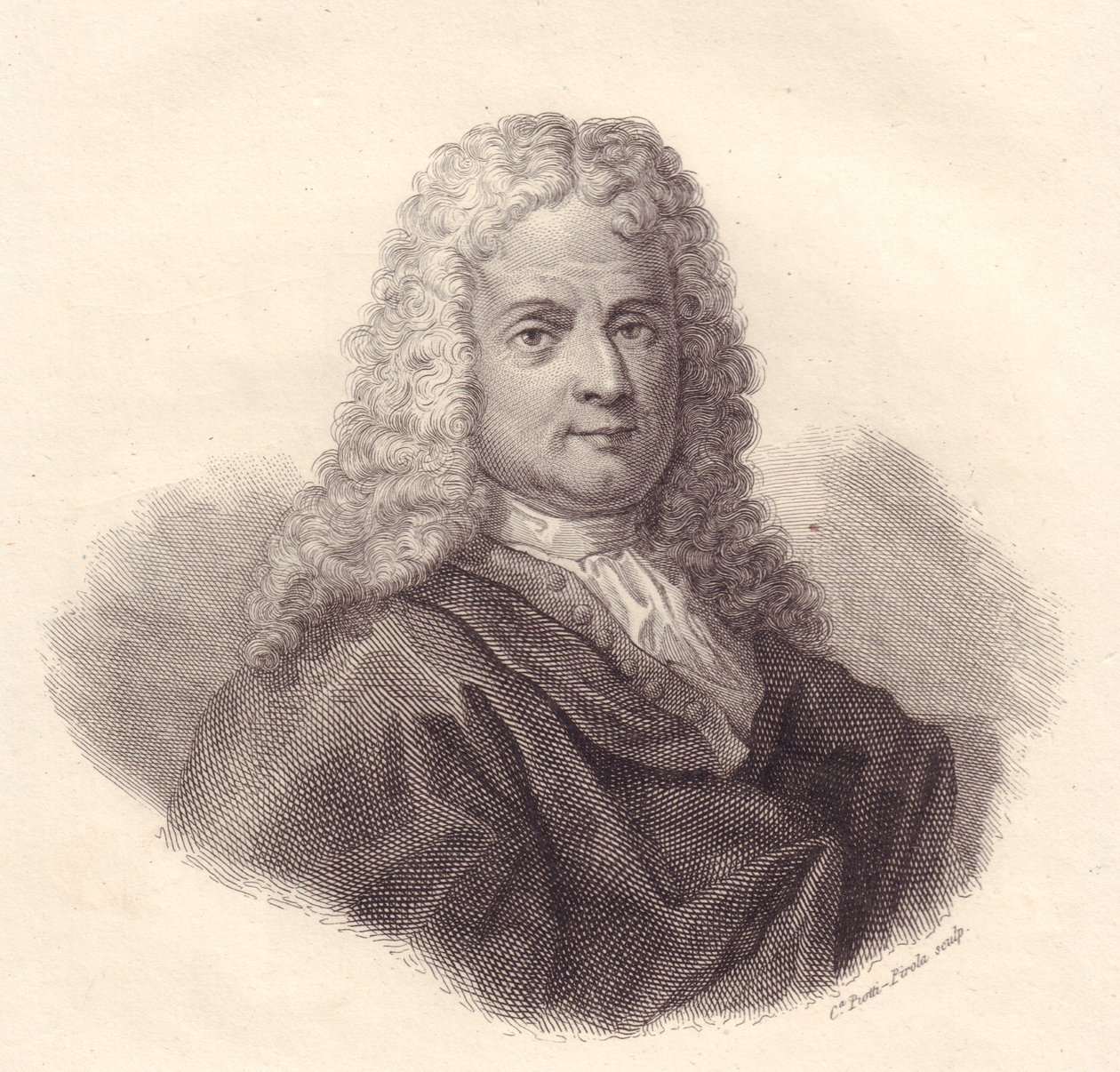 Jacopo Riccati (1676-1754) olasz matematikus portréja, Caterina Piotti-Pirola rézmetsze alkotó: Walter Charles Mills