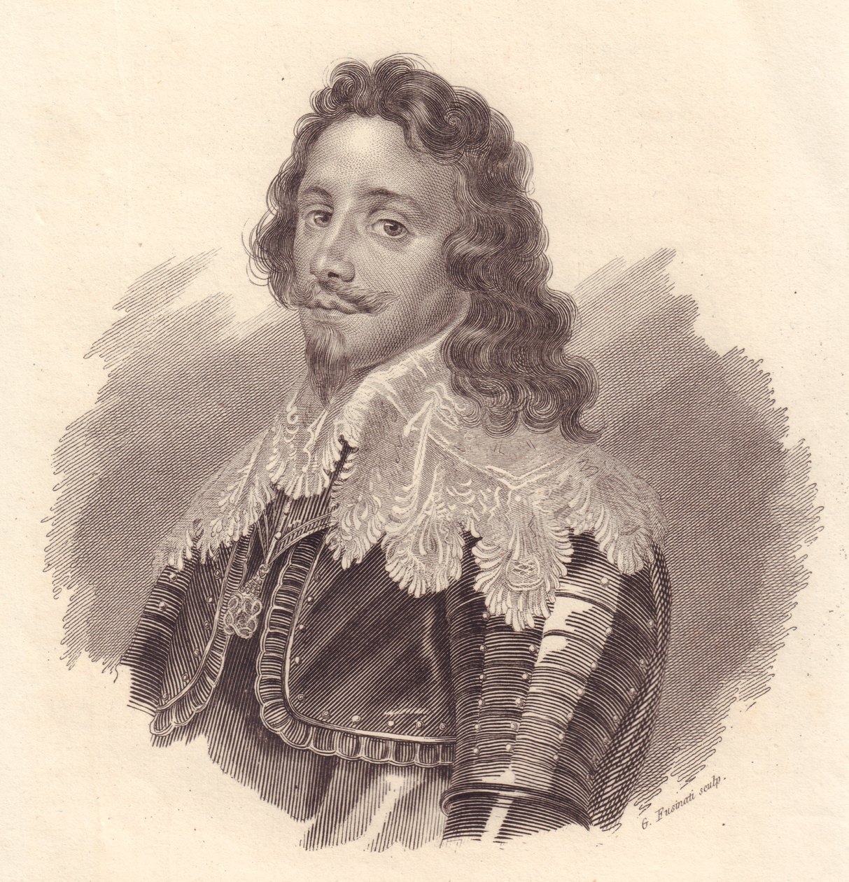 Savoyai Tamás Ferenc, carignanói herceg (1596-1656) portréja, G Fusinati rézmetszete Van Dick festményéből alkotó: Walter Charles Mills