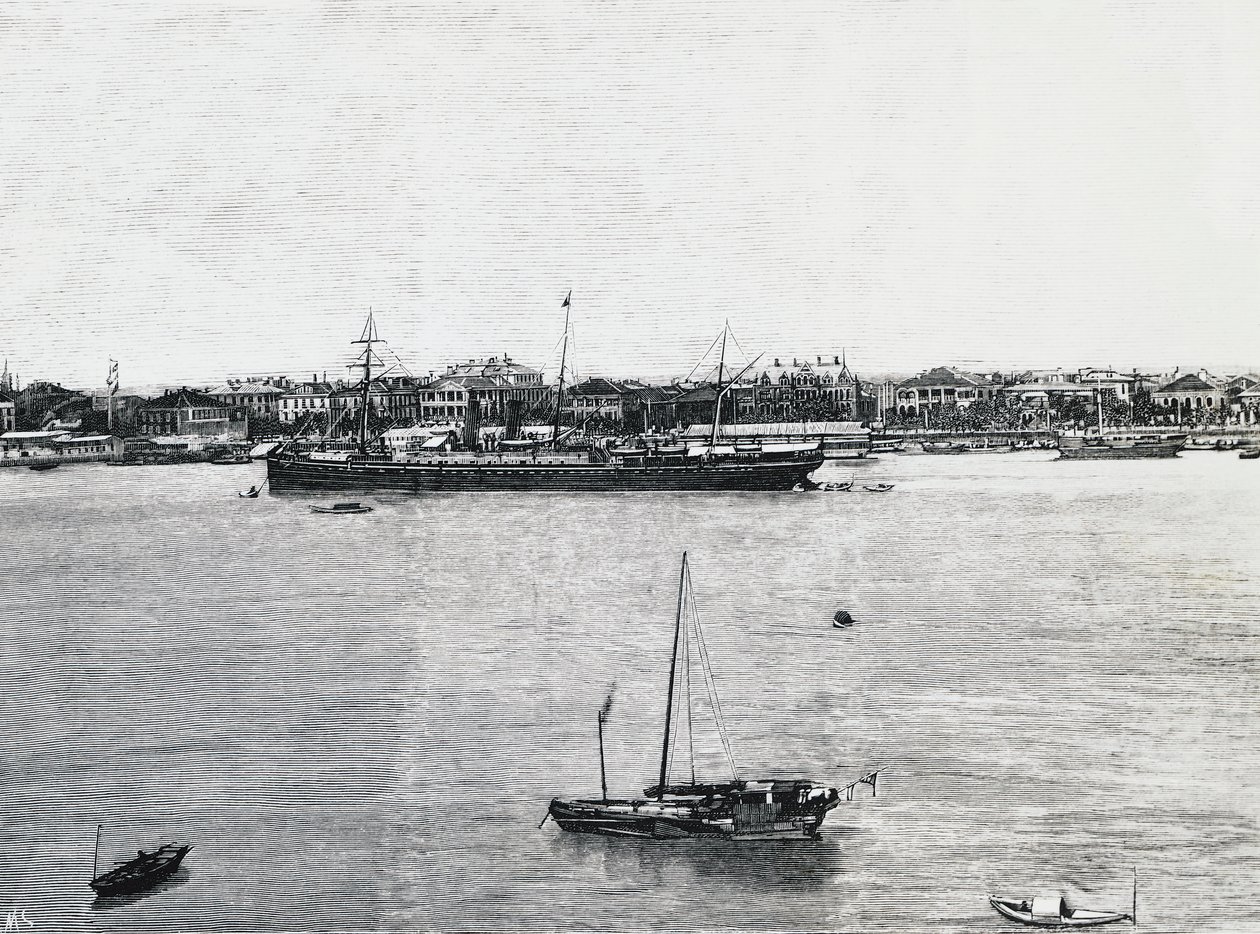 Sanghaji kikötő néhány héttel a háború kitörése előtt alkotó: Walter Charles Mills