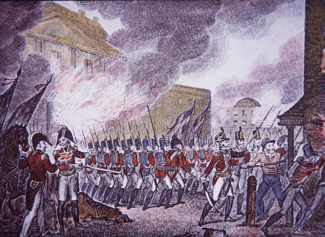 Washington égése (színes metszet) alkotó: Walter Charles Mills