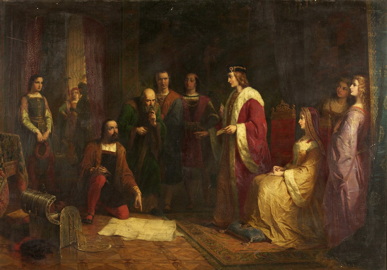 Cabot és fia, Sebastian VII. Henrik udvarában, 1862-ben alkotó: John Adam P. Houston