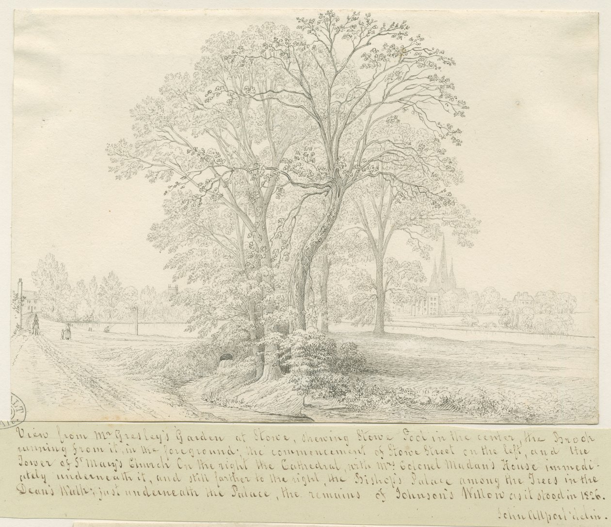 Lichfield – Kilátás a Stowe-medencére: tollrajz, nd [1826] (rajz) alkotó: John Allport