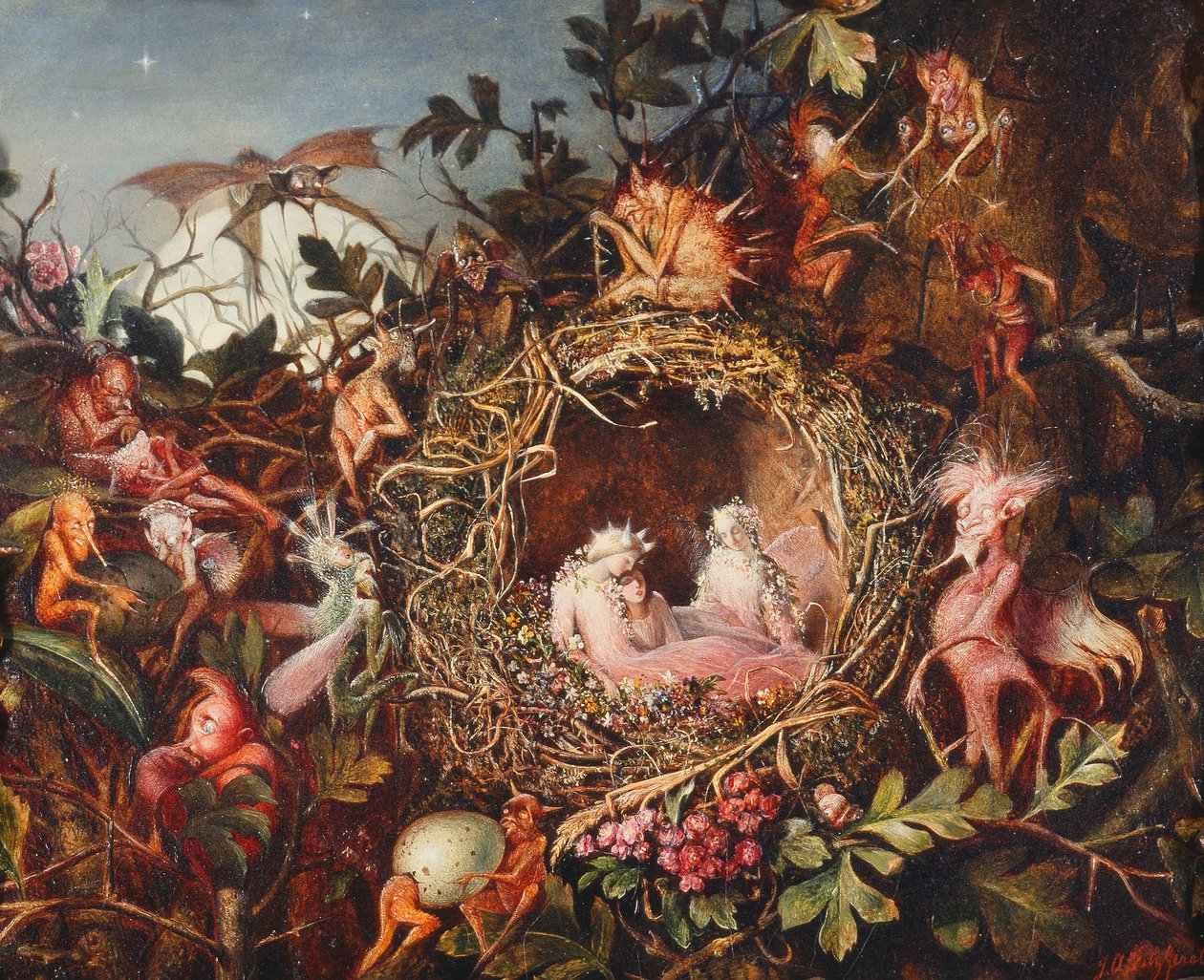 Tündérek madárfészekben, 1860 körül alkotó: John Anster Fitzgerald