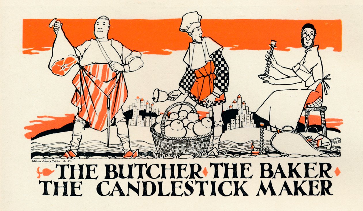 "A hentes, a pék, a gyertyatartó", 1925 alkotó: John Archibald Austen