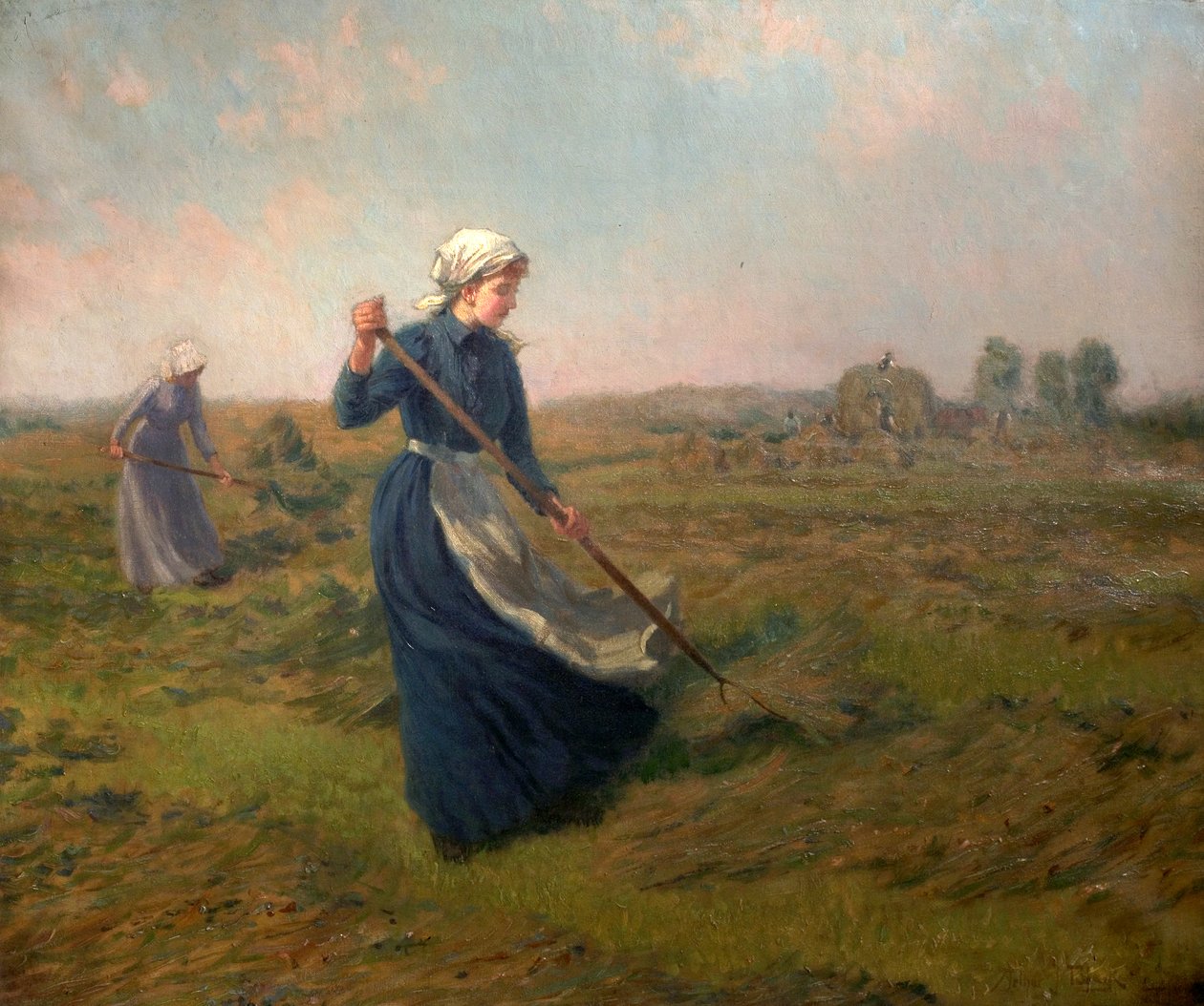 Lány szénakészítés alkotó: John Arthur Black
