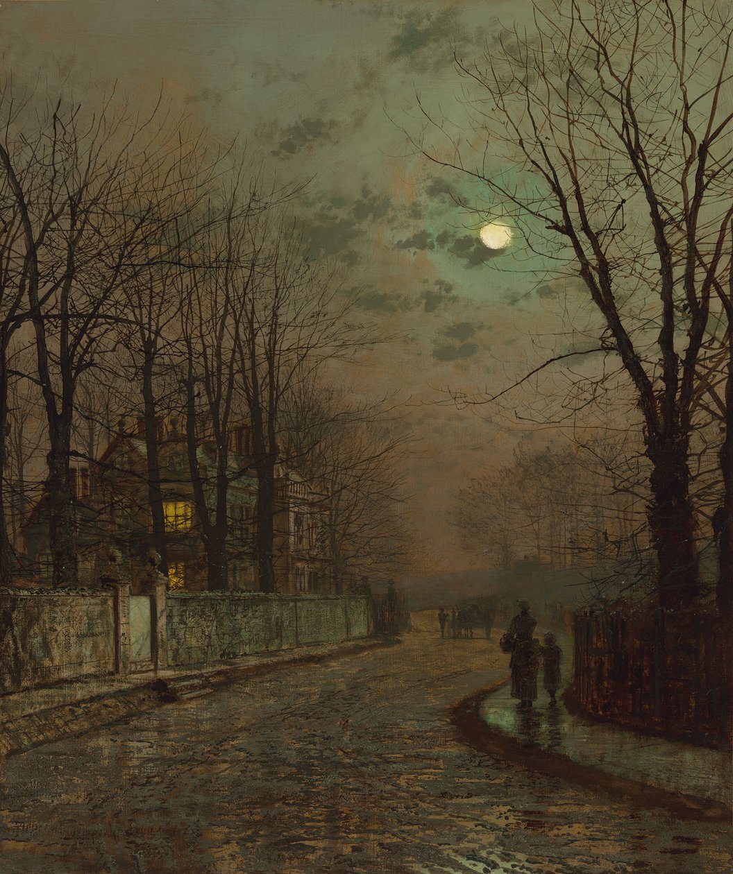 Nedves út, Knostrop, Yorkshire, írta John Atkinson Grimshaw, 1886 alkotó: John Atkinson Grimshaw
