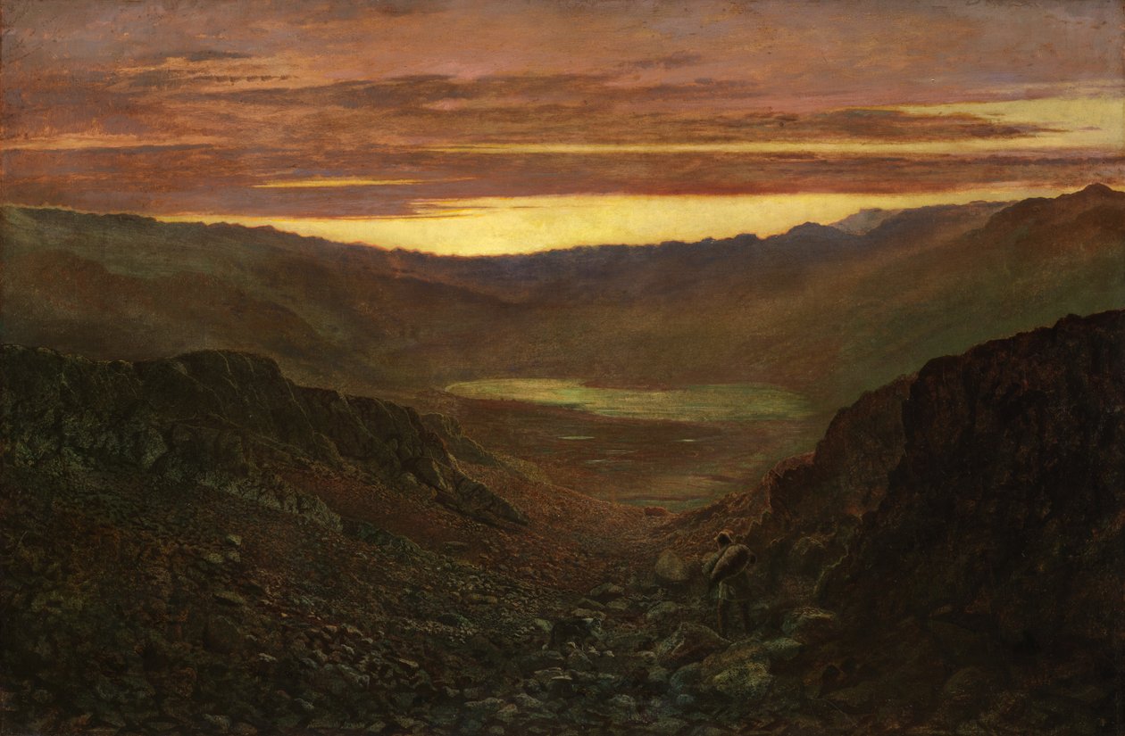 Fleetworth Hollow és Tarn a Green Gable Fell at Twilightból (olaj, vászon) alkotó: John Atkinson Grimshaw