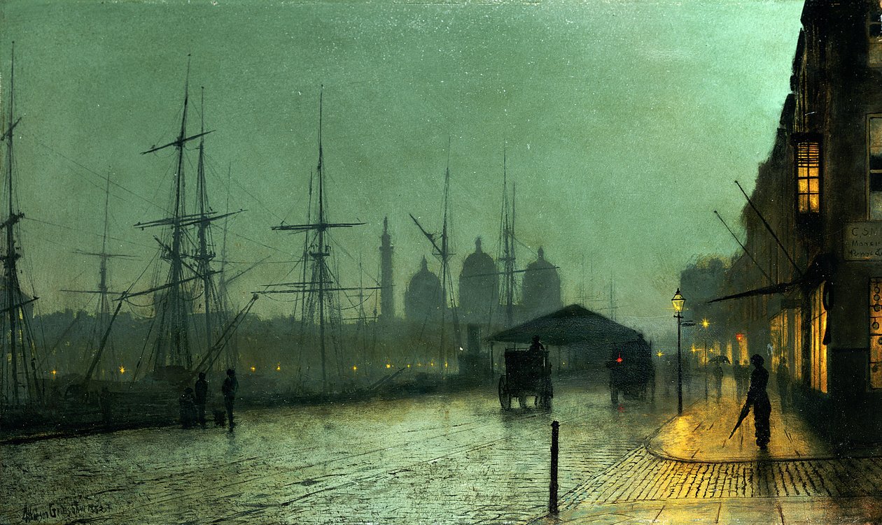 Humber Dockside, Hull, 1882 alkotó: John Atkinson Grimshaw