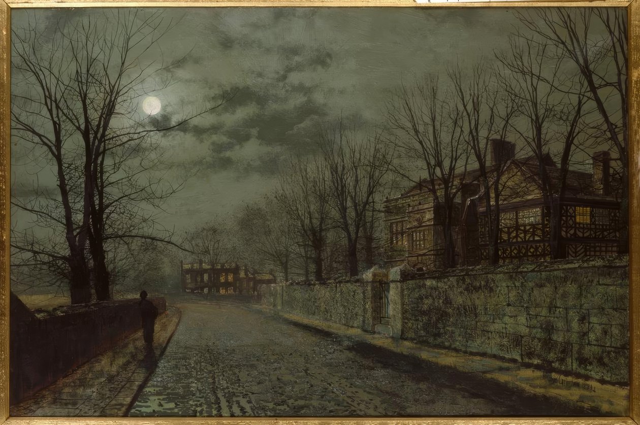 J.A.Grimshaw, A Cheshire Road / Gemälde, 1883 alkotó: John Atkinson Grimshaw
