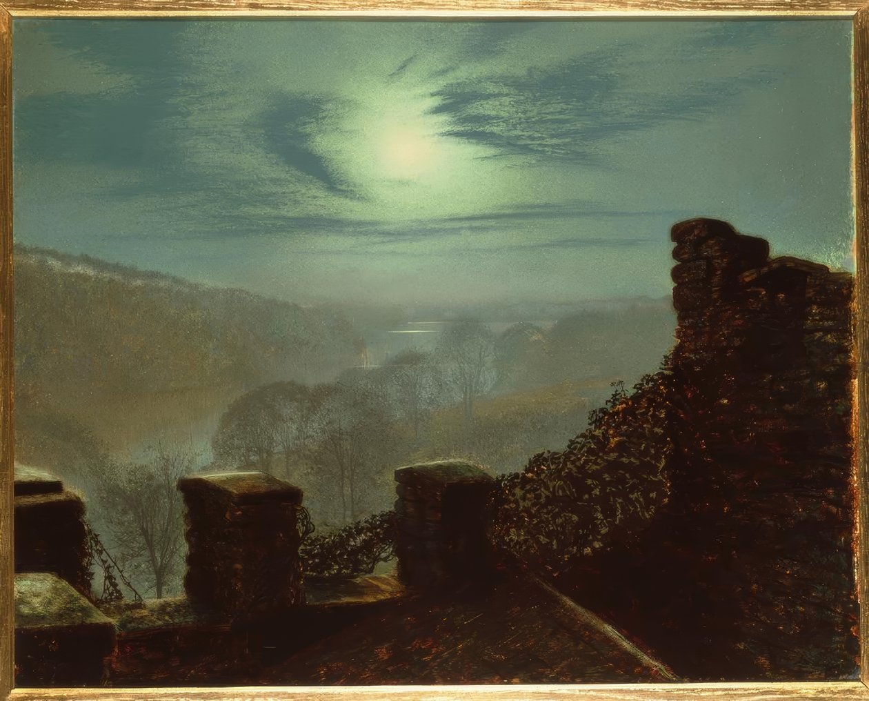 J.A.Grimshaw, Telihold pehelyfelhő mögött, Roundhay P. alkotó: John Atkinson Grimshaw