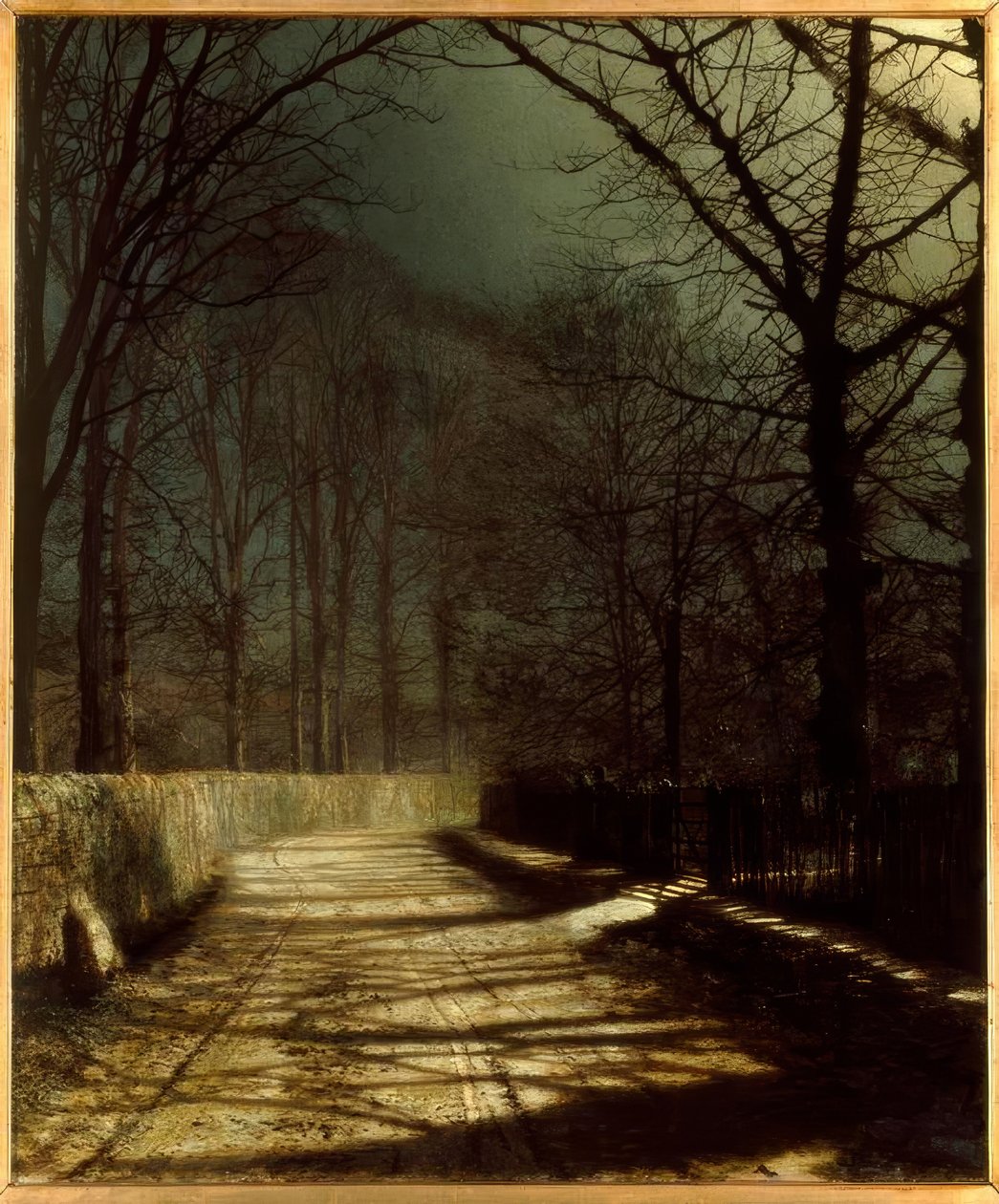 J.A.Grimshaw, Holdfényes sáv két szeretővel a kapu mellett / Gem. alkotó: John Atkinson Grimshaw