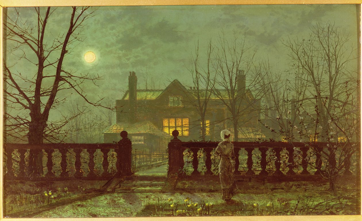 Hölgy a kertben a holdfényben, 1892 alkotó: John Atkinson Grimshaw