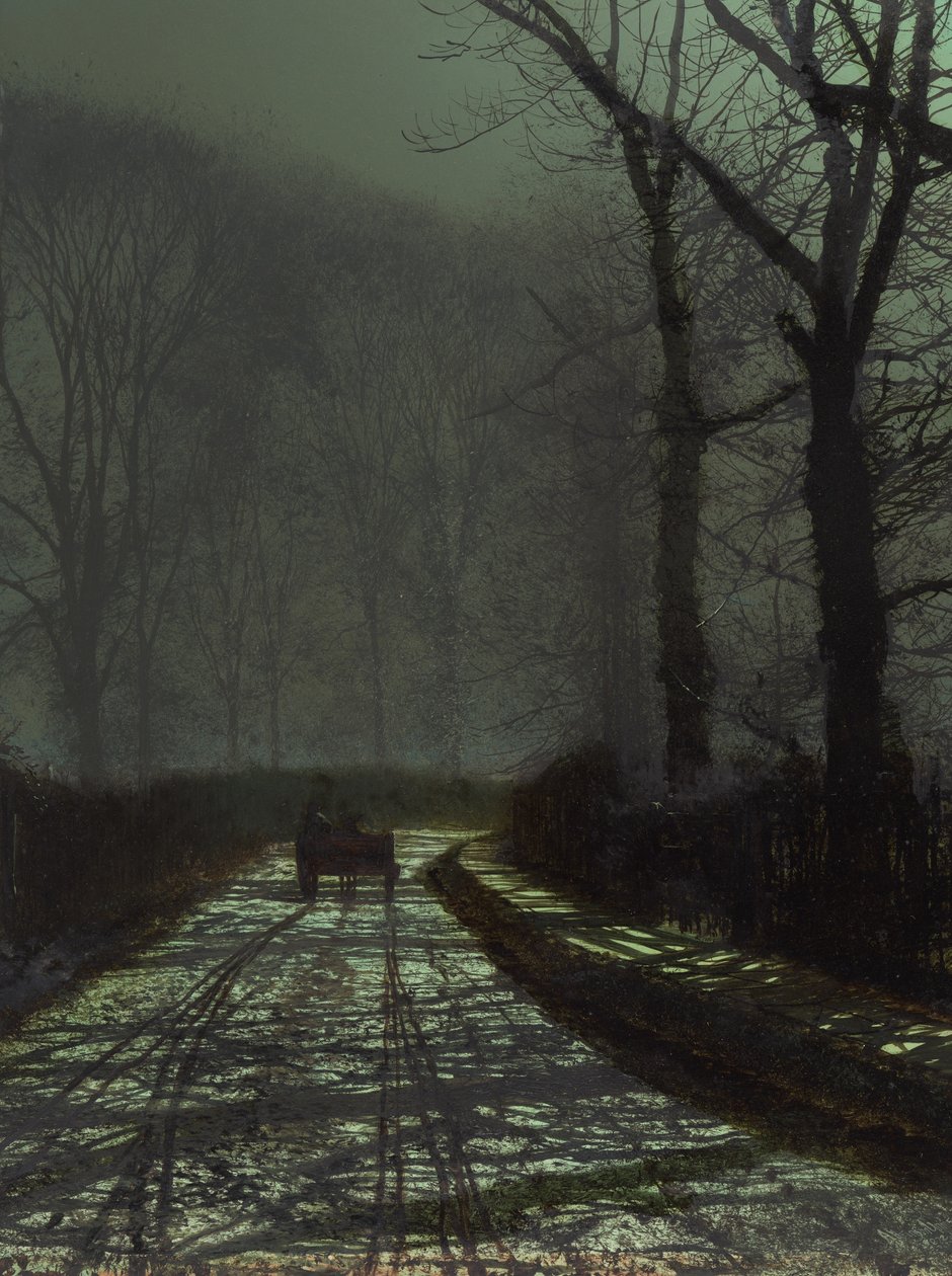 Lane jelenet éjszaka alkotó: John Atkinson Grimshaw