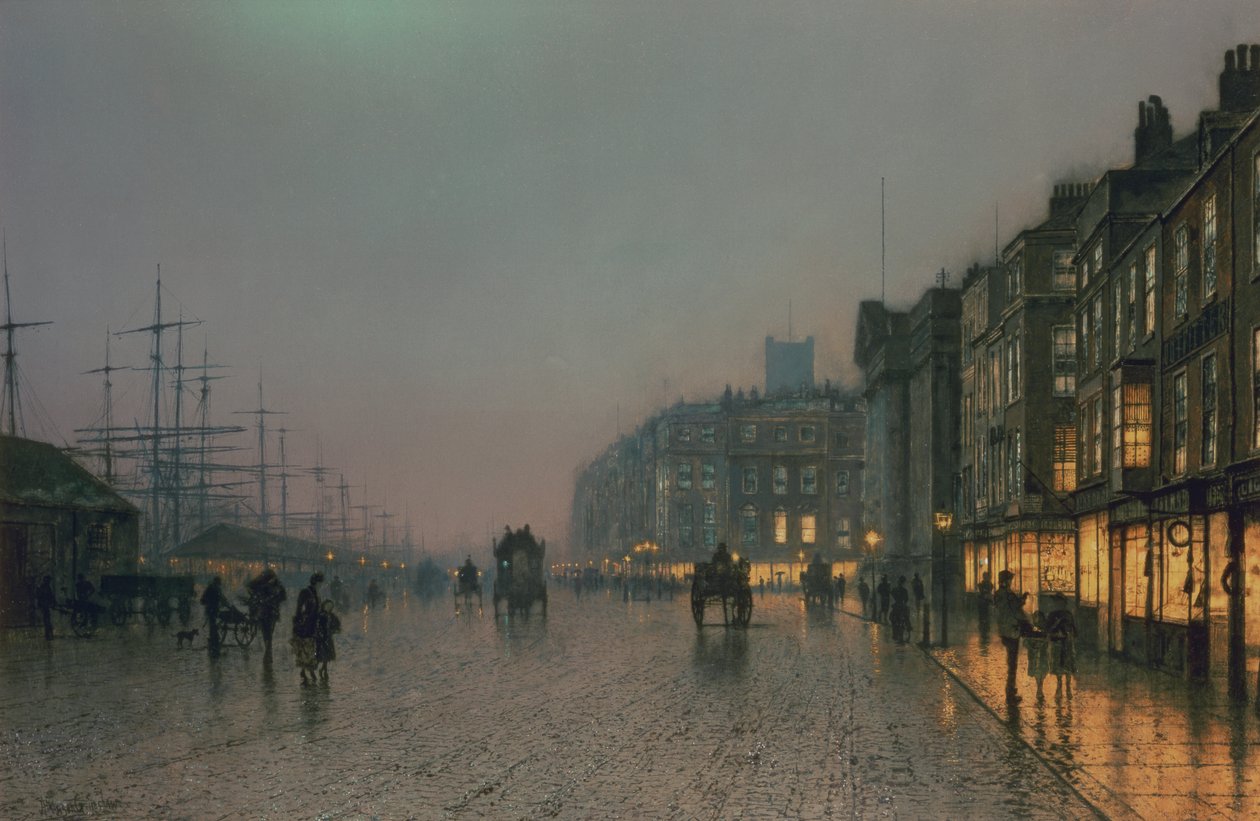 Liverpool Docks from Wapping, 1870 körül, alkotó: John Atkinson Grimshaw
