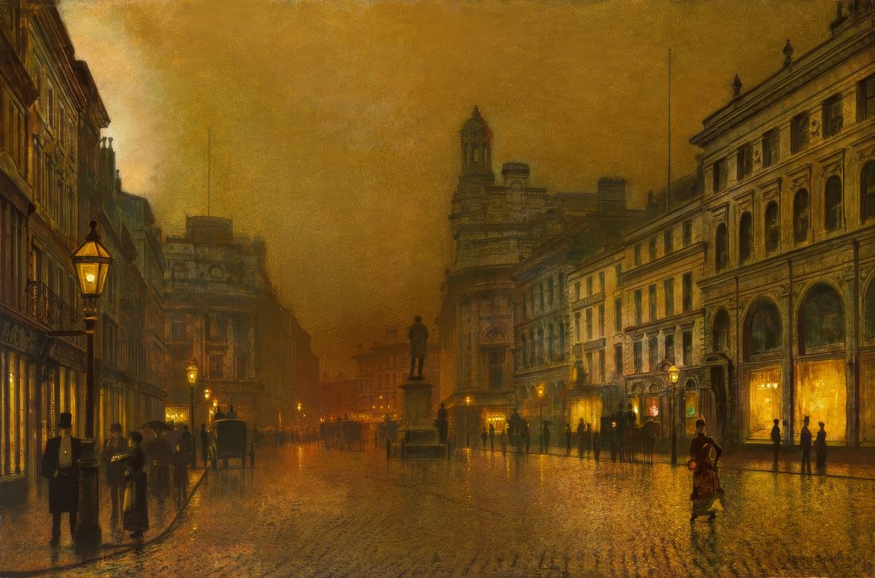 Manchester, Szent Anna tér / J. A. Grimshaw festménye alkotó: John Atkinson Grimshaw