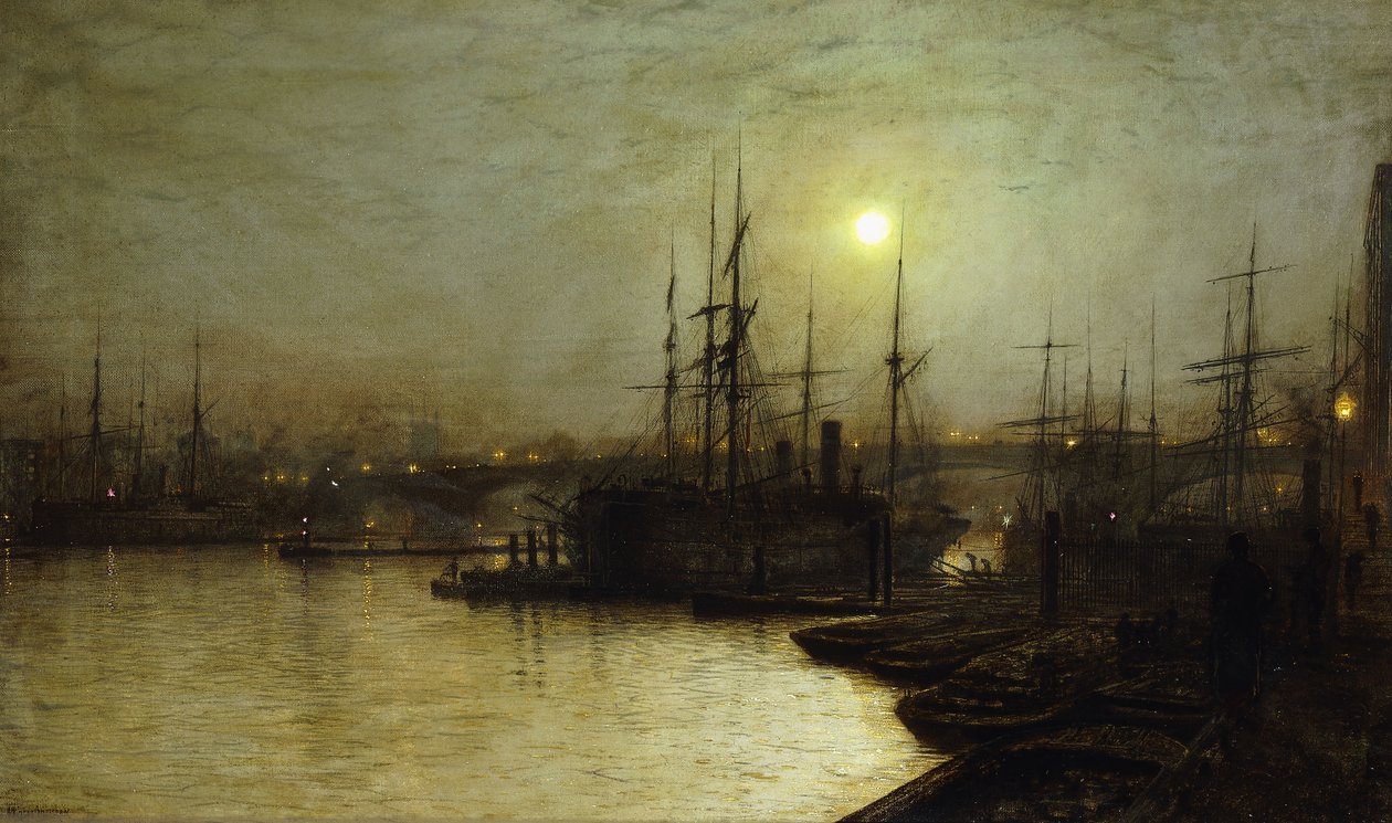 Night Toil, Billingsgate Wharf, alkotó: John Atkinson Grimshaw
