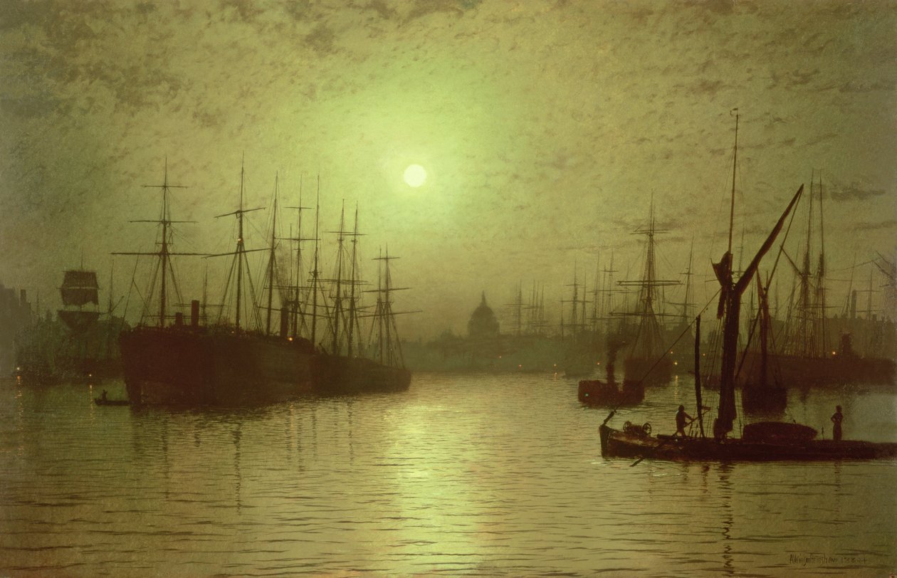Nightfall Down the Thames alkotó: John Atkinson Grimshaw
