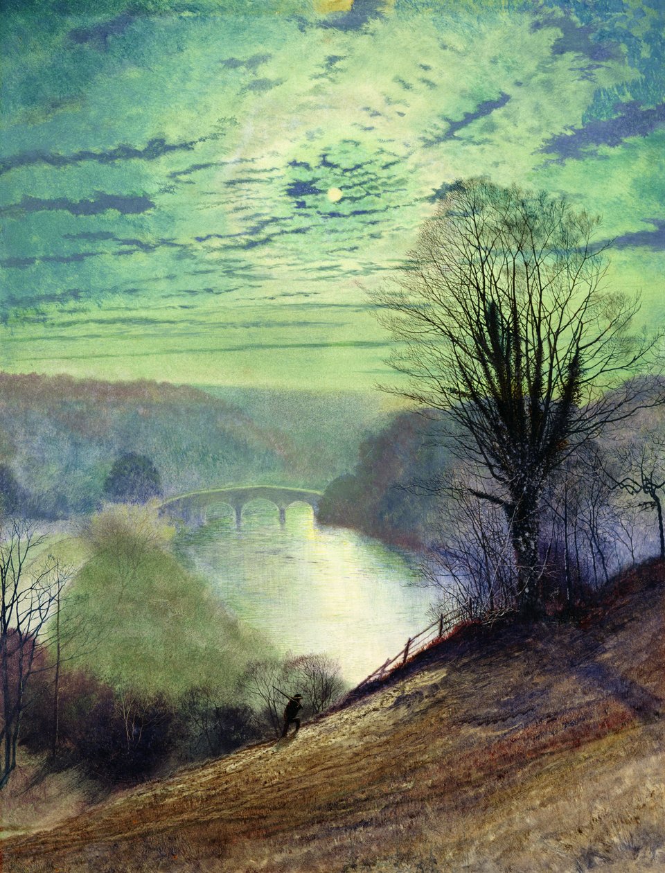 A Tees partján, Barnard Castle közelében, 1868 körül (akvarell és gouache, papír) alkotó: John Atkinson Grimshaw