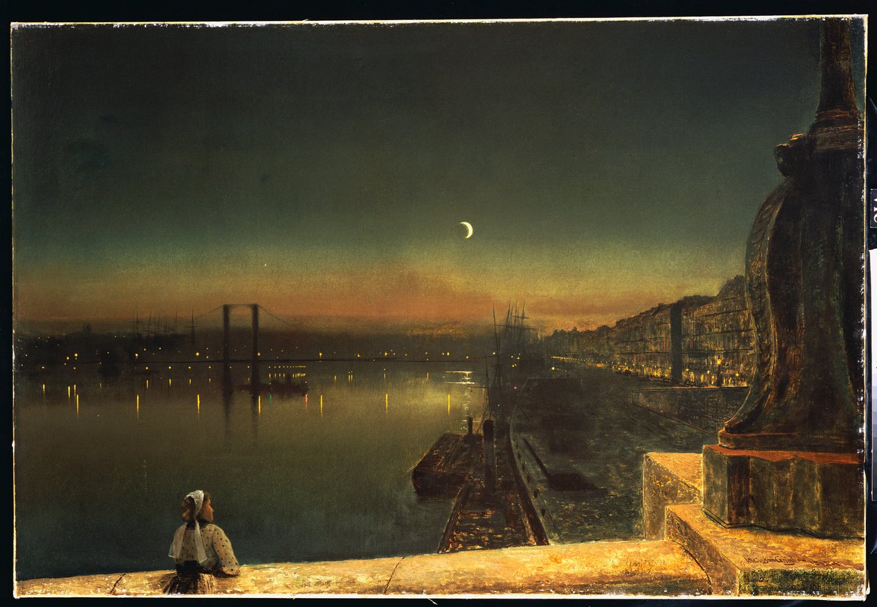 Rouen éjjel a Pont de Pierre-től, 1878 alkotó: John Atkinson Grimshaw