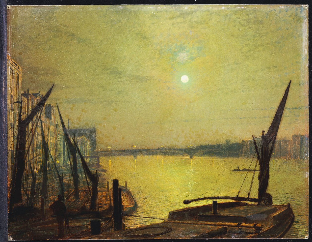 Southwark Bridge from Blackfriars by Night, 1881 alkotó: John Atkinson Grimshaw