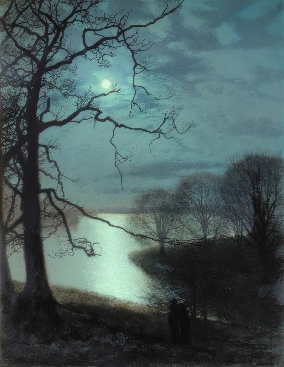Holdfényes tavat nézni alkotó: John Atkinson Grimshaw