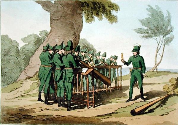 Kürtzene, a művész által metszett, 1803-ban megjelent (színes litó) alkotó: John Augustus Atkinson