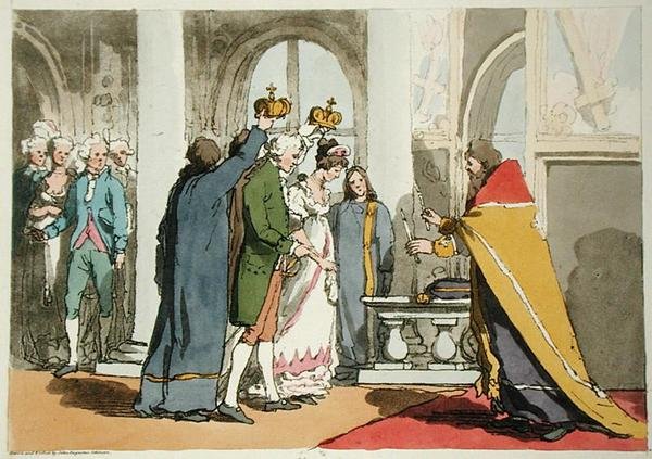 Házasság, a művész által metszett, 1804-ben megjelent (színes litó) alkotó: John Augustus Atkinson