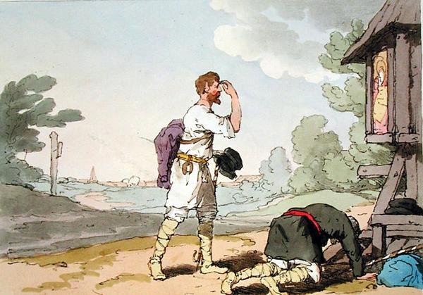 Pilgrims, a művész által metszett, 1804-ben megjelent (színes litó) alkotó: John Augustus Atkinson