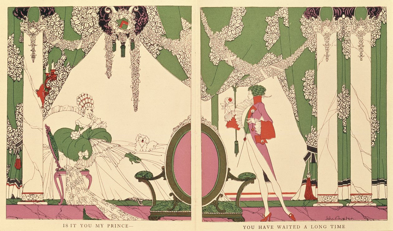 A Csipkerózsika, Charles Perrault (1628-1703) „Elmúlt idők meséi” című illusztrációja, 1922 (színes litó) alkotó: John Austen