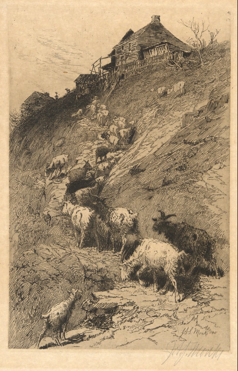 Névtelen táj kecskékkel alkotó: John Austin Sands Monks