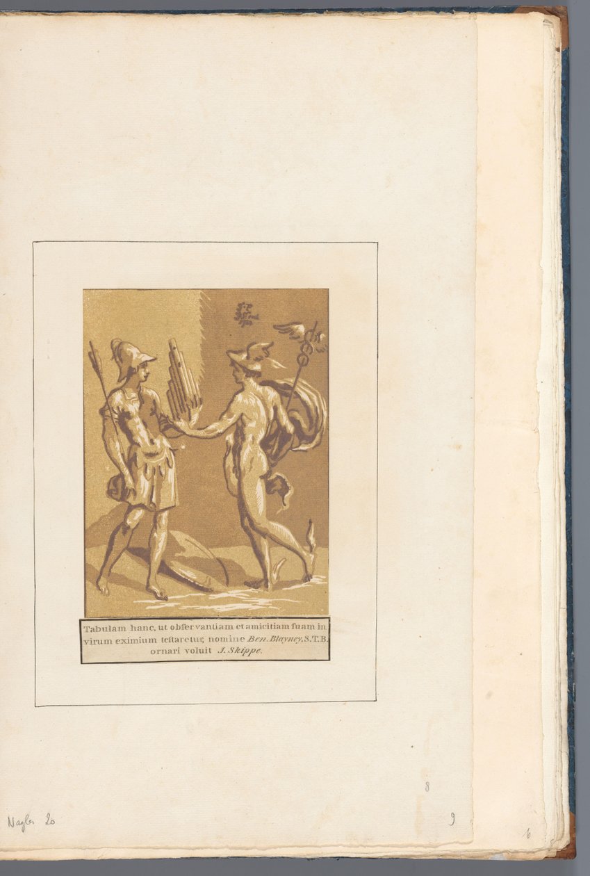 Mercury panflutot ad Minervának Barátainak és mindegyiknek (...) (sorozat címe a tárgyon) alkotó: John B. Skippe