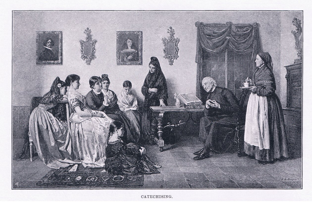 Katekizálás, a The Magazine of Art 1893, Cassell and Company-ból. alkotó: John Bagnold Burgess
