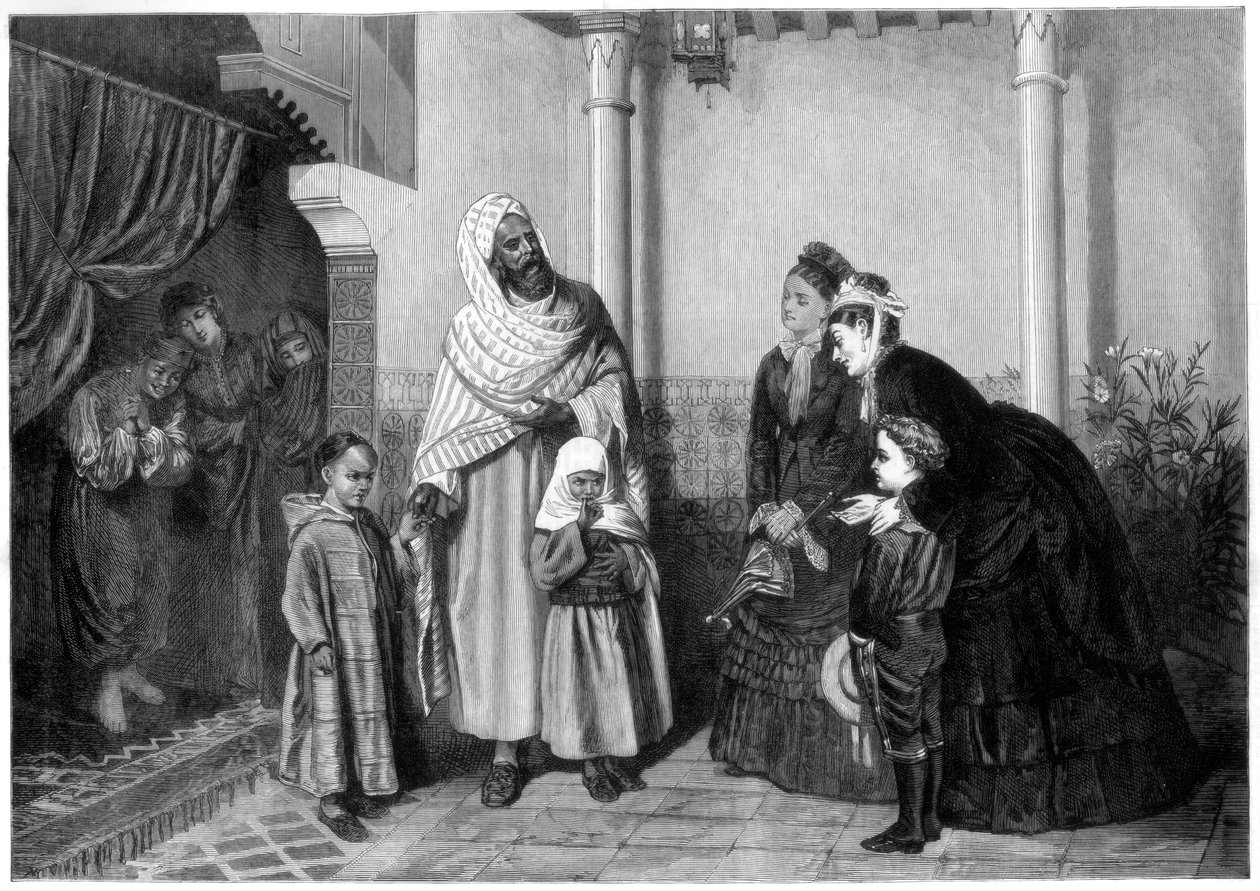 A bemutató, Angol hölgyek látogatóba a mórházba, 1875 alkotó: John Bagnold Burgess