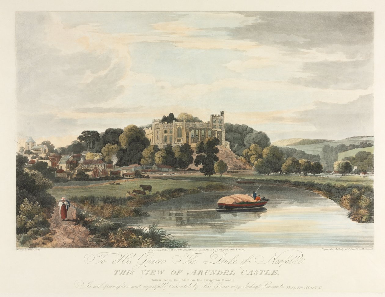 Ez a kilátás az Arundel-kastélyra, 1819. alkotó: John Baily
