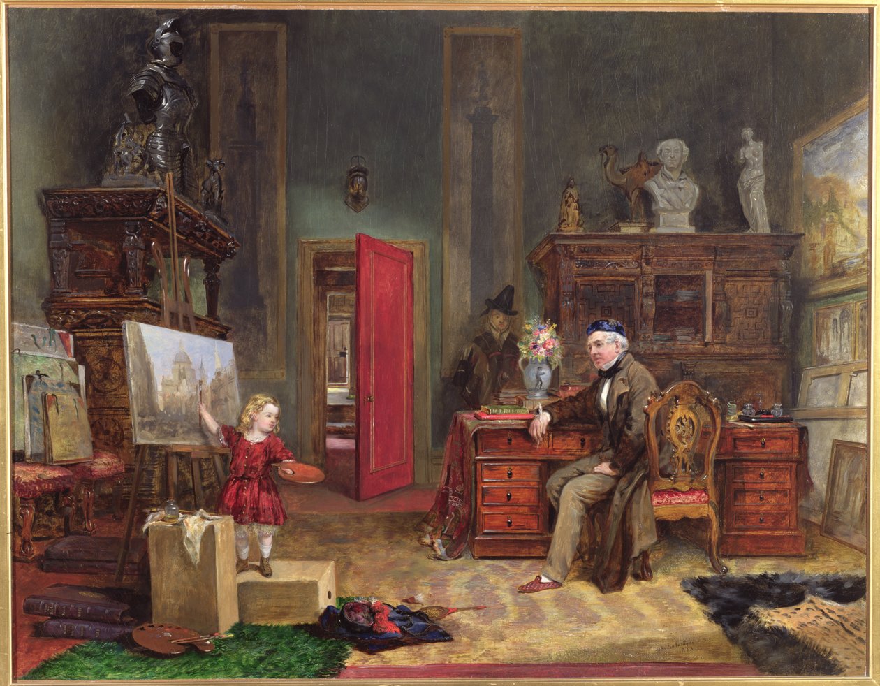 David Roberts (1796-1864) és unokája a műtermében, 1866 körül alkotó: John Ballantyne