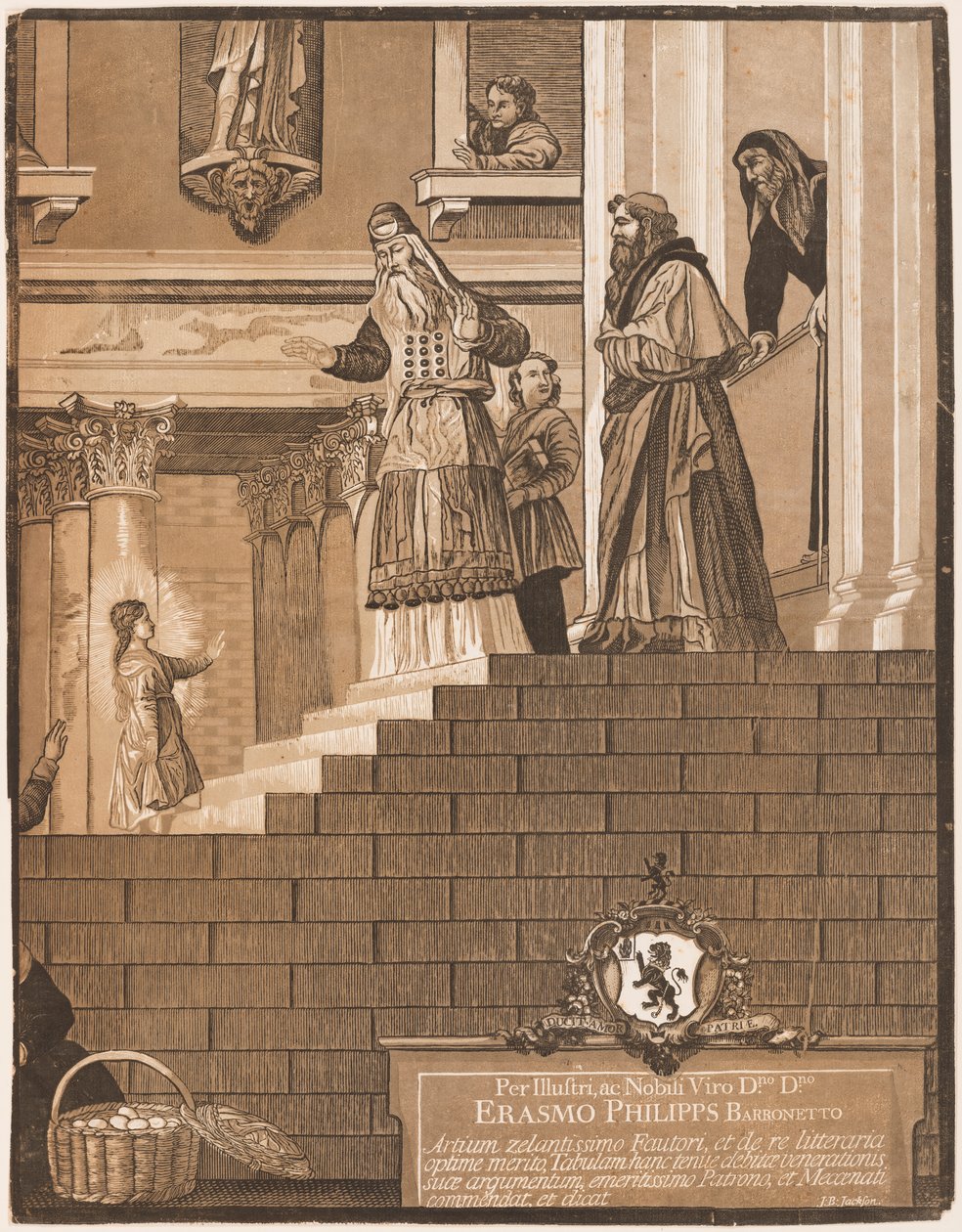 Szűzanya bemutatása a templomban, Tizianus után (jobb oldali lap) alkotó: John Baptist Jackson