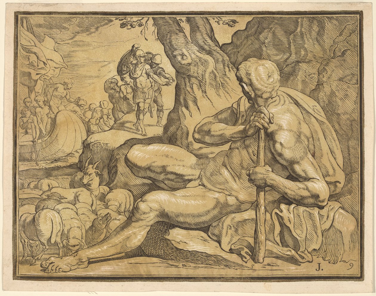 Ulysses és Polyphemus alkotó: John Baptist Jackson, after Francesco Primaticcio