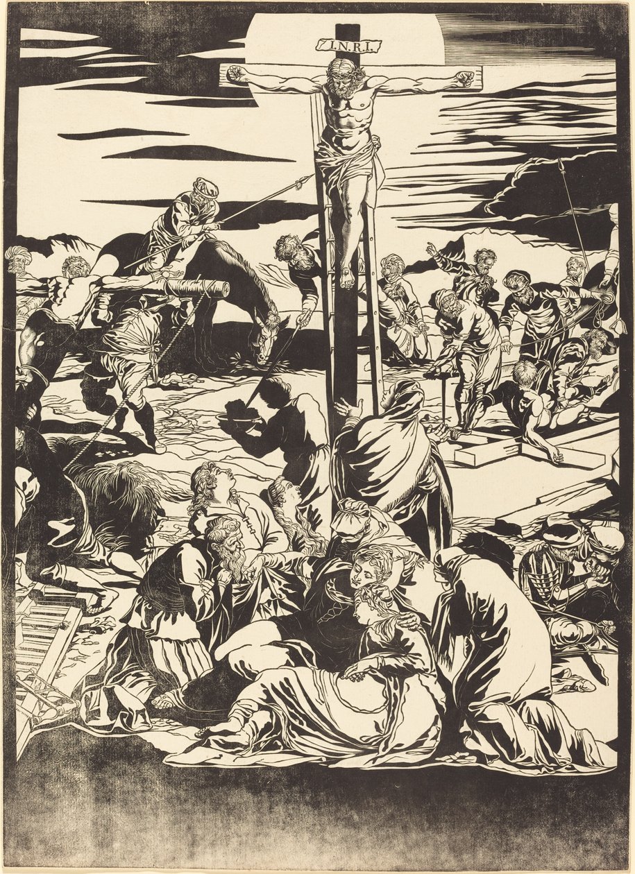 A keresztre feszítés [középső lemez] alkotó: John Baptist Jackson after Jacopo Tintoretto