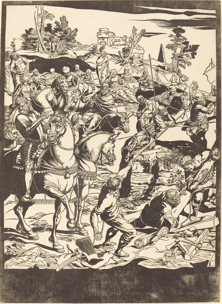A keresztre feszítés [bal oldali lemez] alkotó: John Baptist Jackson after Jacopo Tintoretto