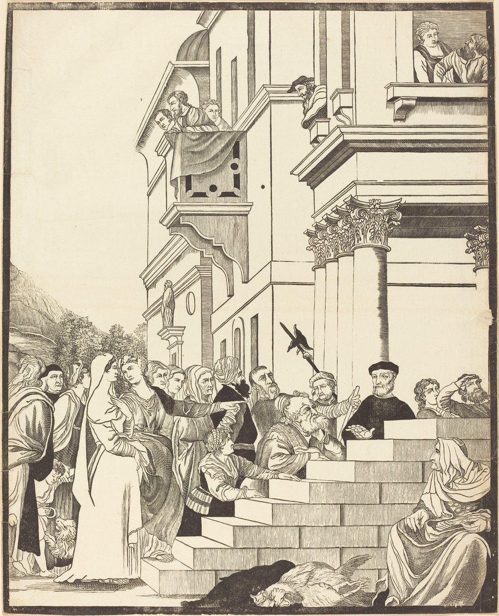 Szűzanya bemutatása a templomban [középső lemez] alkotó: John Baptist Jackson after Titian