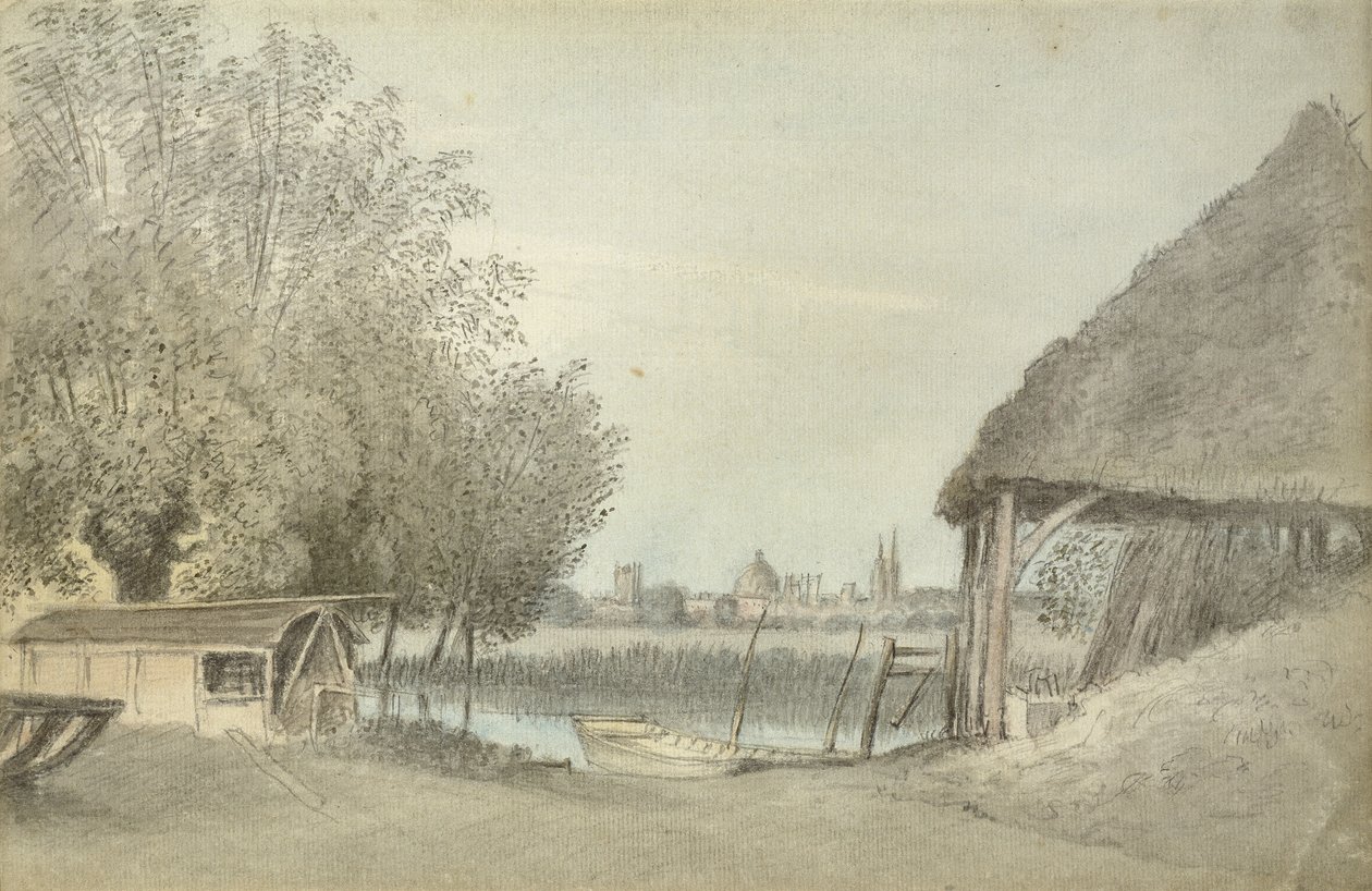 Ferry Hinksey, Oxford közelében, 1789. június 15. (akvarell grafiton, papíron) alkotó: John Baptist Malchair