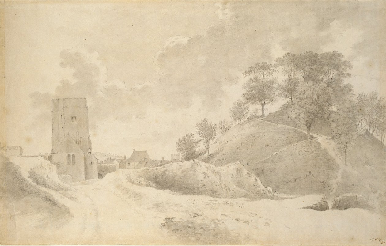 Oxford kastély és a várdomb, 1784. május 27 alkotó: John Baptist Malchair